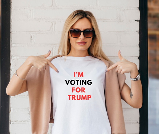 I'M VOTING FOR TRUMP Unisex Cotton Crew Tee